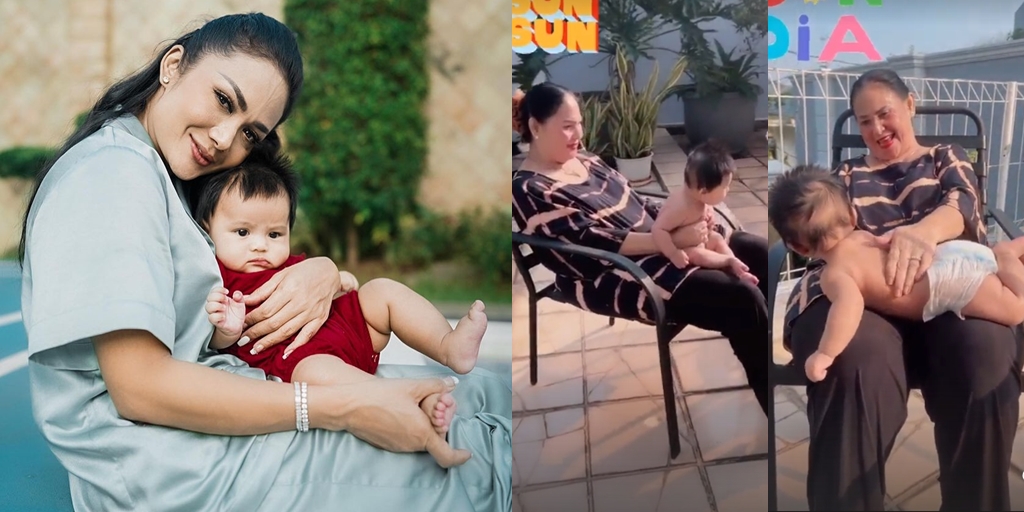 Portrait of Baby Ameena Sunbathing with Great-Grandma, Calm and Not Crying - So Cute!