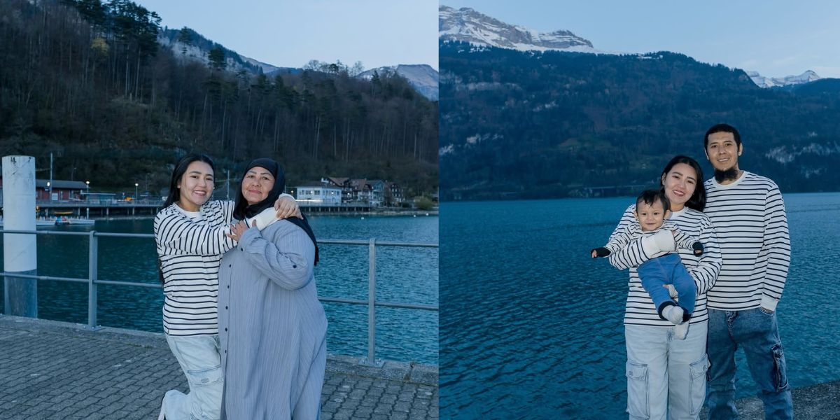 Happy Portrait of Via Vallen's Vacation in Europe with Family, Enjoying the Beauty of Brienz While Eating Archipelago Cuisine