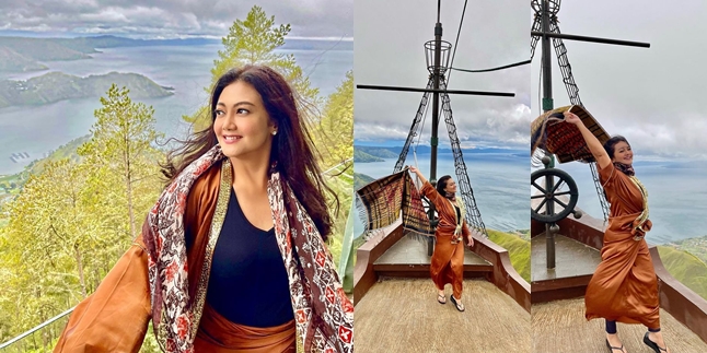 Portrait of Bella Saphira's Vacation to Lake Toba, Happy to Visit the Beautiful Hometown