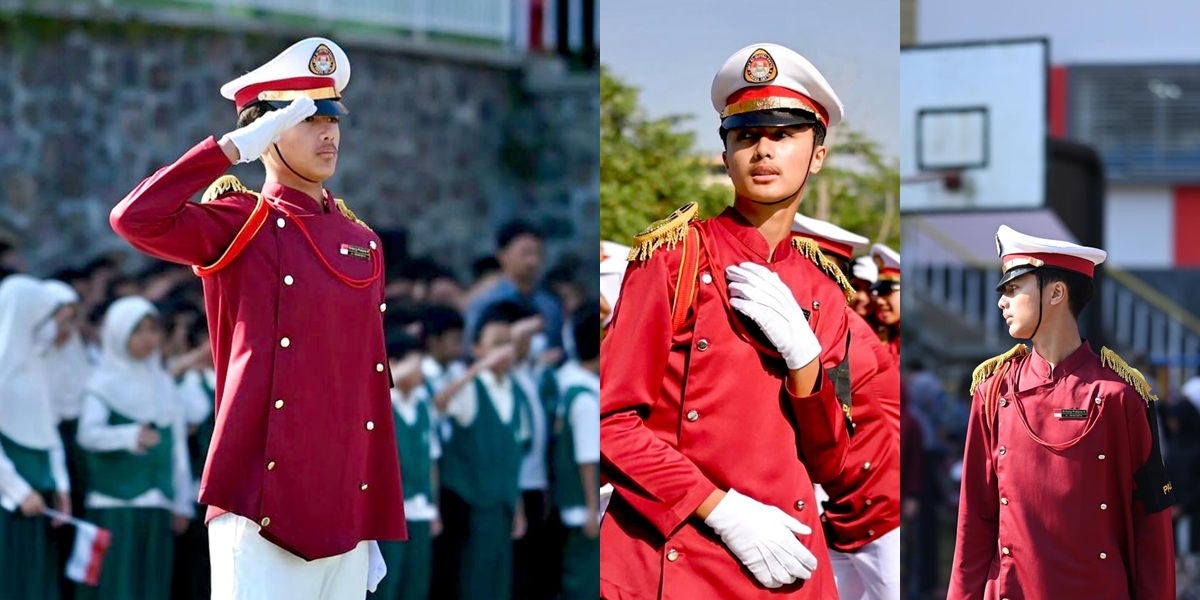 Portrait of Child Star Hengky Kurniawan as the Commander of the Independence Ceremony in School, Very Gallant - Following in His Father's Footsteps