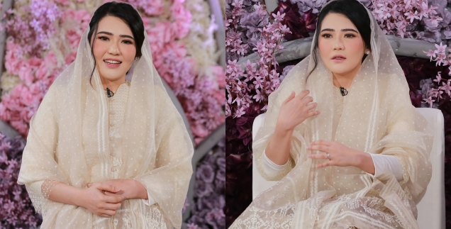 Portrait of Via Vallen's Makeup Details During Religious Gathering, Looking Beautiful with Natural and Serene Makeup