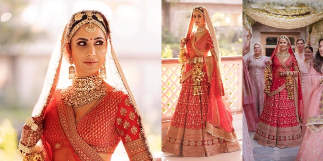 Katrina Kaif in a gold and red lehenga choli at DCW | Indian fashion,  Bollywood dress, Manish malhotra bridal collection