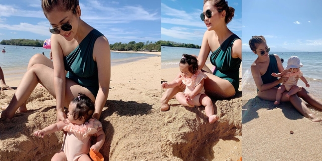 Portrait of Eva Anindita Hot in Bikini on the Beach, Already Slim Again After Giving Birth to the 3rd Child