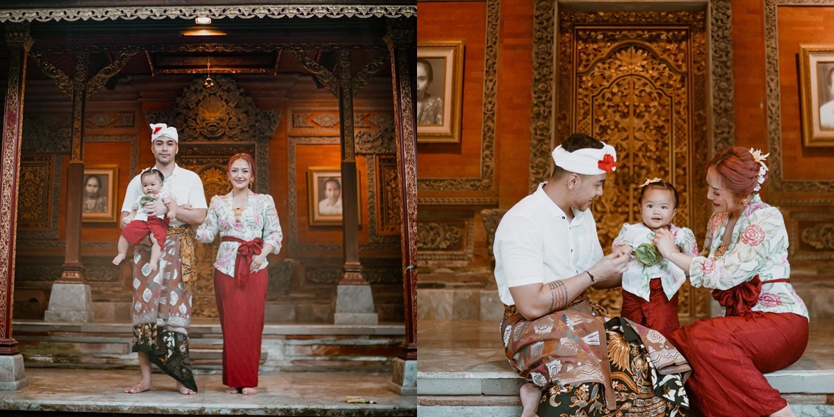 Portrait of Family Photoshoot Siti Badriah and Krisjiana Baharudin Wear Balinese Traditional Clothing, Adorable Appearance of Baby Xarena Becomes the Highlight