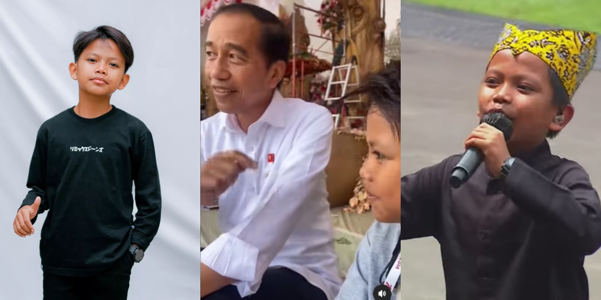 Portrait of Farel Prayoga, a Viral Child Singer Who Sang 'Ojo Dibandingke' When Meeting President Jokowi - Performing at the Merdeka Palace during the 77th Indonesian Independence Day Celebration