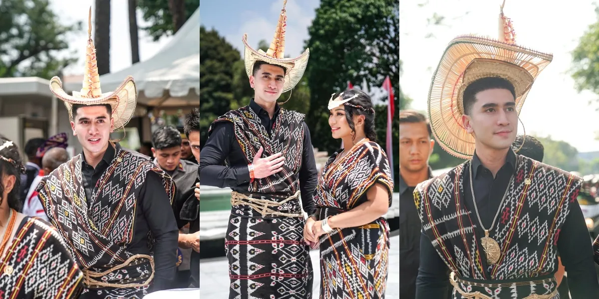 Handsome Portrait of Verrell Bramasta Wearing Traditional NTT Attire at the Merdeka Palace, Coordinated with Zita Anjani