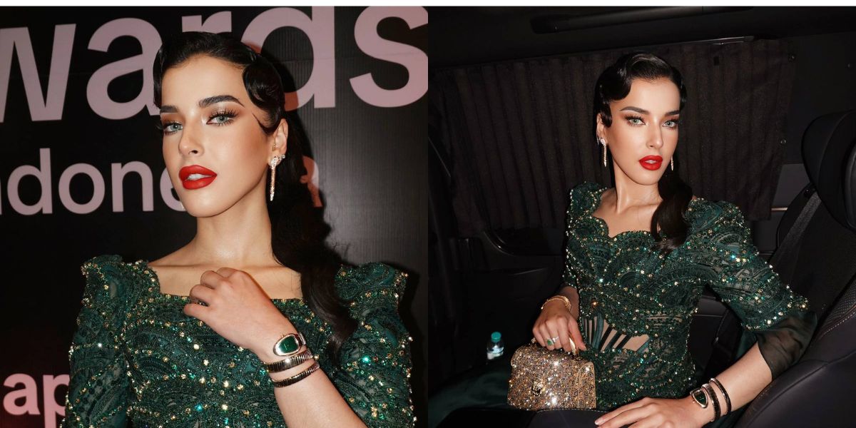 Glamorous Portrait of Tasya Farasya at the TikTok Awards, Her Emerald Green Dress Becomes the Spotlight