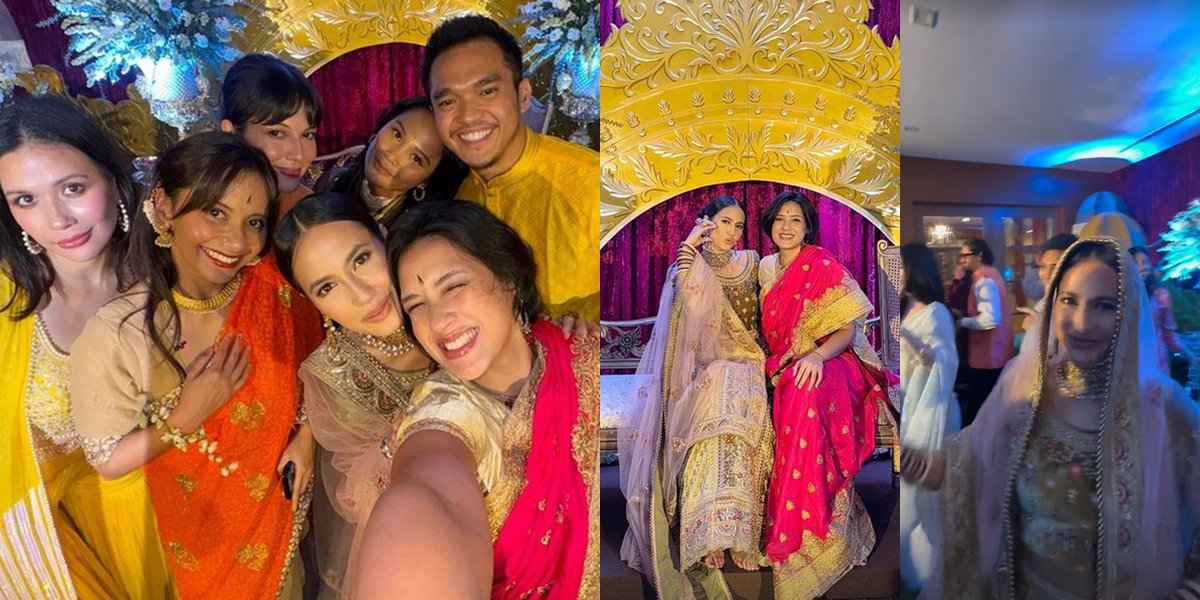 Portrait of Henna Night Pevita Pearce Before Marrying Mirzan Meer, Fun Party - Beautiful in Indian Lehenga