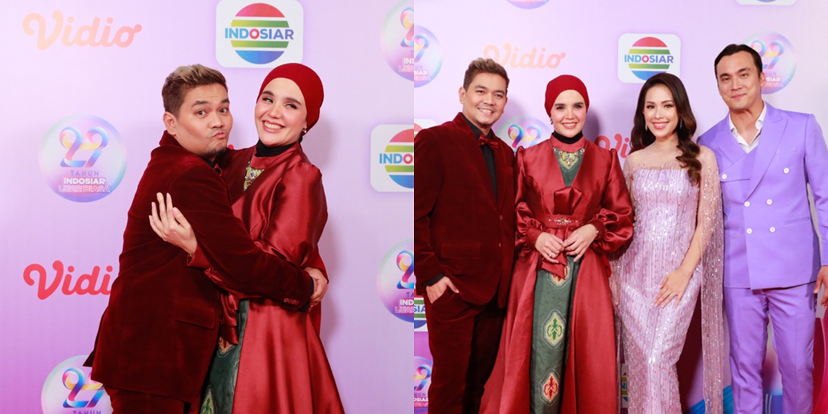 Portrait of Indra Bekti and Aldila Jelita Stick Together at Indosiar's Birthday Event, Becoming a Reunited Couple with Rendy Kjaernett & Lady Nayoan