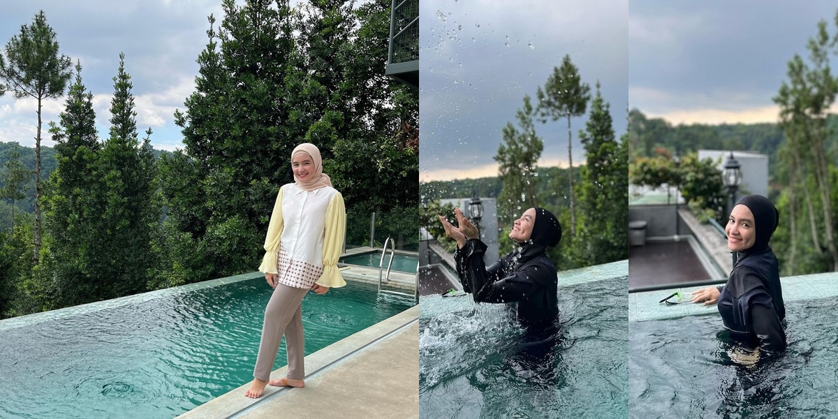 Intan Nuraini's Fun Vacation with Family, Soaking in Warm Water Amidst Gloomy Weather