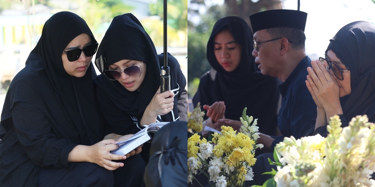 Portrait of Ayu Ting Ting's Family Visiting the Grave of Raya Zoltan, Asyifa Still Can't Stop Crying