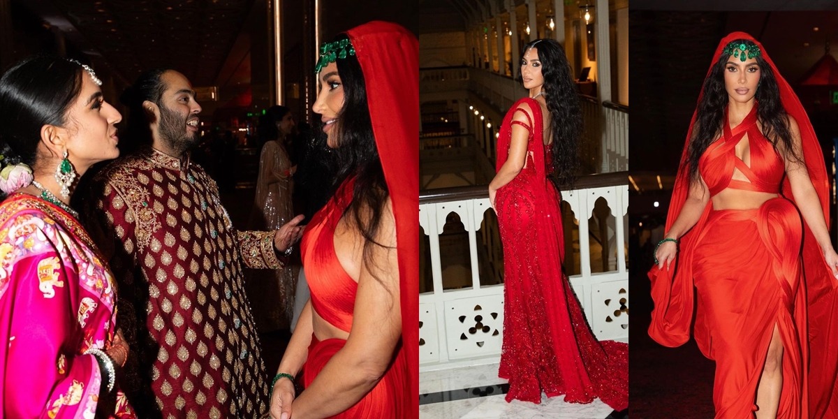 Kim Kardashian's Portraits at Radhika Merchant - Anant Ambani's Wedding, Beautiful in Indian Sari - Being a Guest of Honor