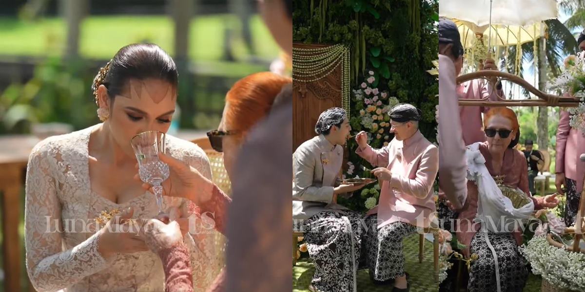 Portrait of Luna Maya and Maxime Bouttier Cutting Tumpeng Dulangan, Mother Dodol Dawet - Received 32 Billion Dollars