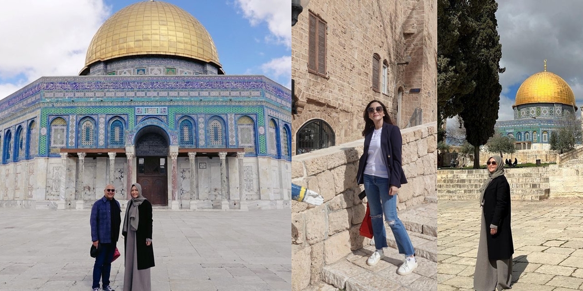 Portrait of Maia Estianty in Israel with Irwan Mussry, Visiting Al Aqsa Mosque in Jerusalem