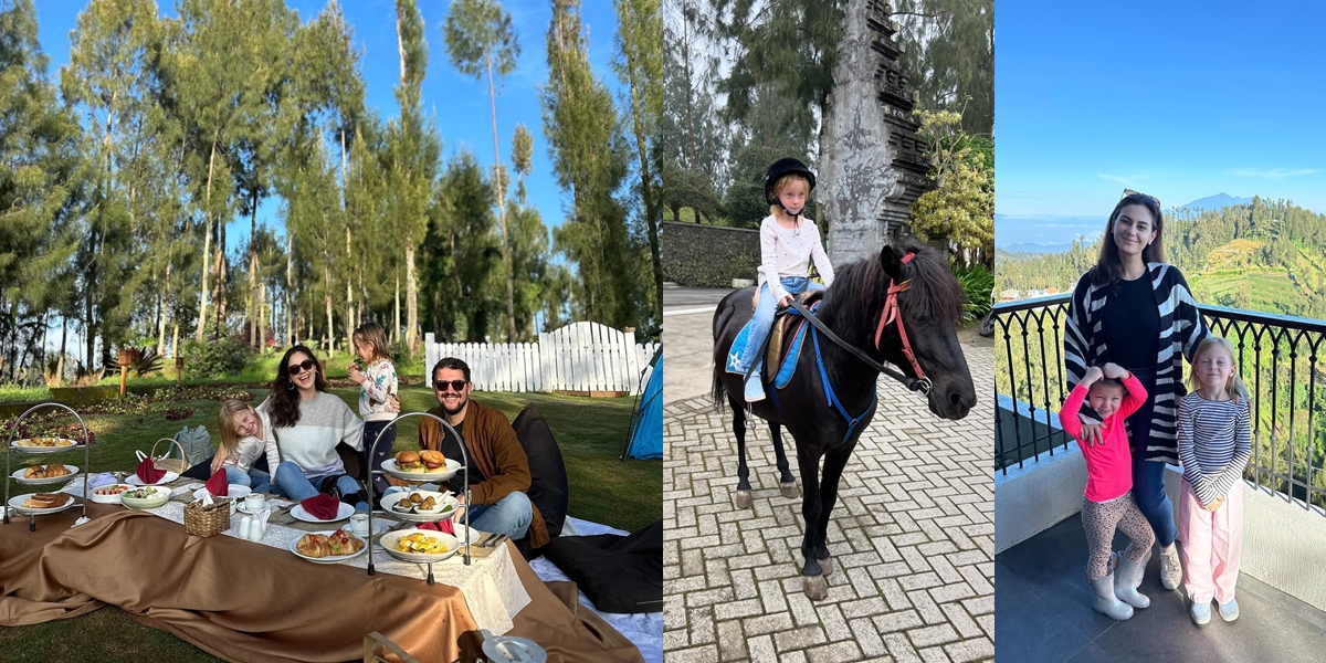 Portrait of Marissa Nasution Inviting Family Vacation to Bromo, Happy Children Playing with Rabbits and Horses