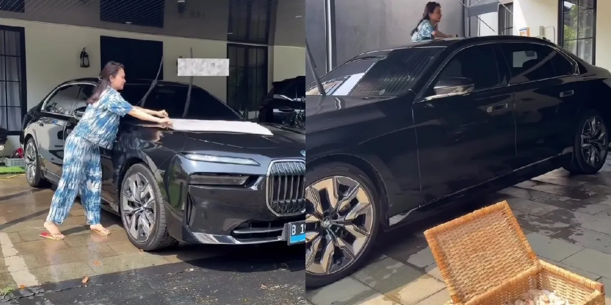 7 Photos of Michelle Ziudith Washing Her Car by Herself, Also Distracted While Drying Onions in the Garage