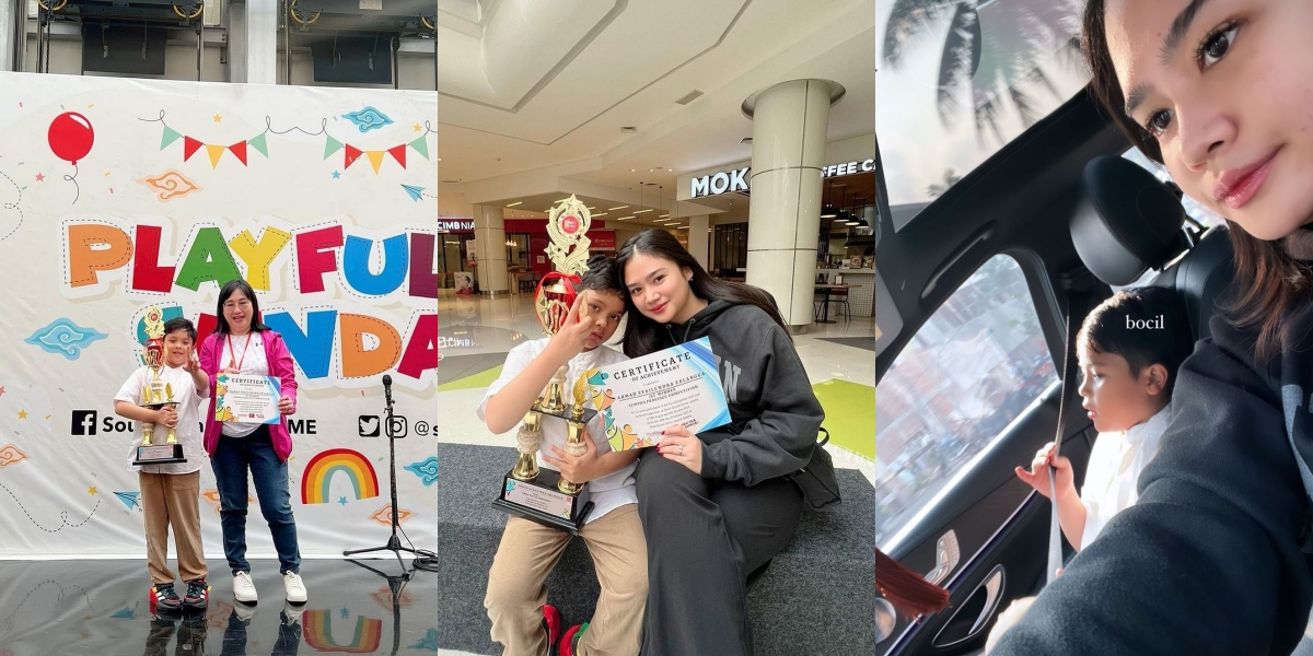 Portrait of Muhammad Ali, Mulan Jameela and Ahmad Dhani's Son, Winner of Sempoa Competition 1st Place, Accompanied by Step Brother - Certificate Still Uses Old Name