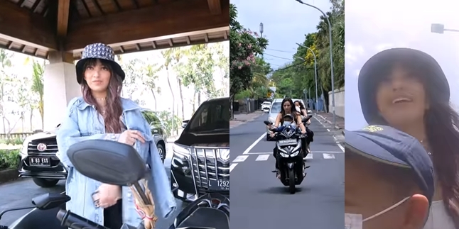 Portrait of Nia Ramadhani Riding a Motorcycle in Bali, Harvesting Criticism for Not Wearing a Helmet