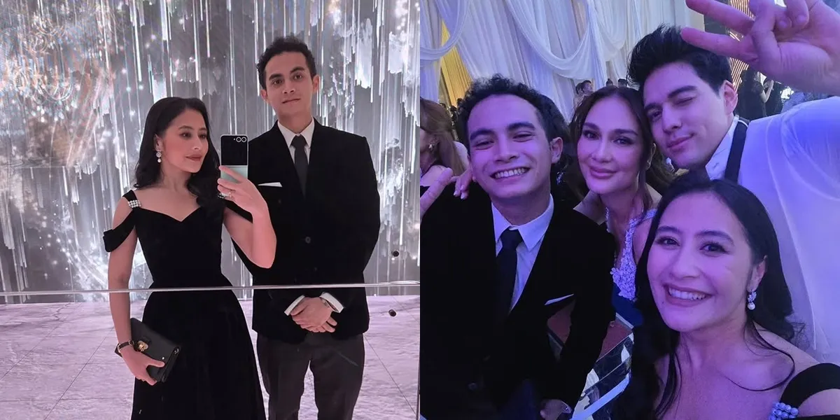 Portrait of Omara Esteghlal Loyal to Accompany Prilly Latuconsina, Attending the Reception of Luna Maya and Maxime Bouttier