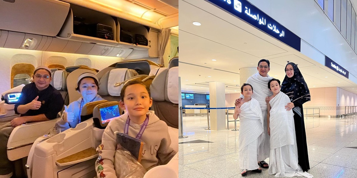 Portrait of Pasha Ungu and Adelia Wilhelmina Performing Umrah, Their 2 Handsome Children Captivate Netizens