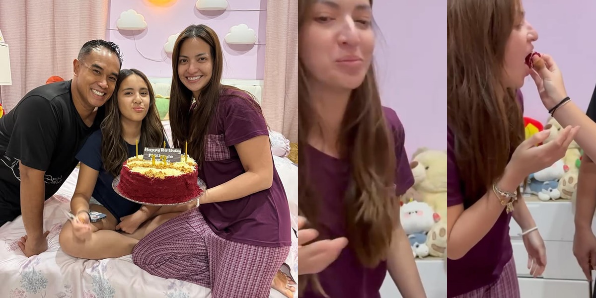 7 Simple Looks of Nia Ramadhani and Ardie Bakrie While Giving a Birthday Cake to Their Child, Without Makeup - Wearing T-Shirts