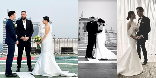 Portraits of Mike Lewis and Janisaa Pradja's Wedding, Super Private on the Helipad - Romantic First Kiss