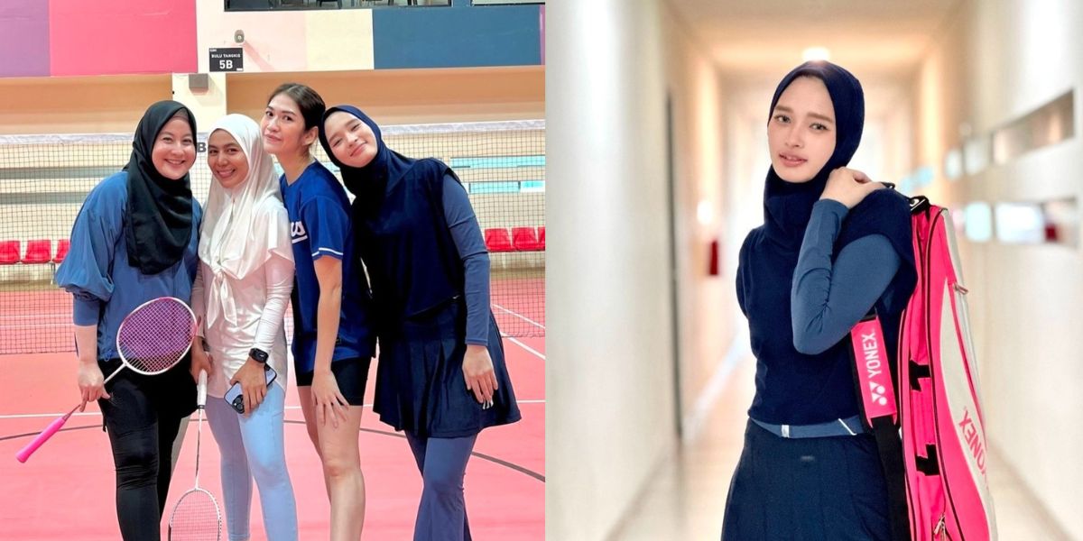 Portrait of the Beautiful Inara Rusli While Playing Badminton with Her Friends