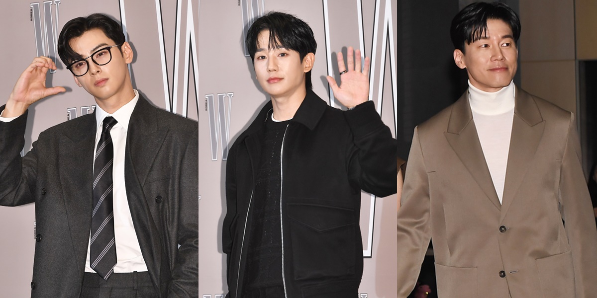 Portrait of Top Male Korean Celebrities at the Love Your W 2024 Event, Featuring Jung Hae In and Kim Moo Yeol with Their Wives