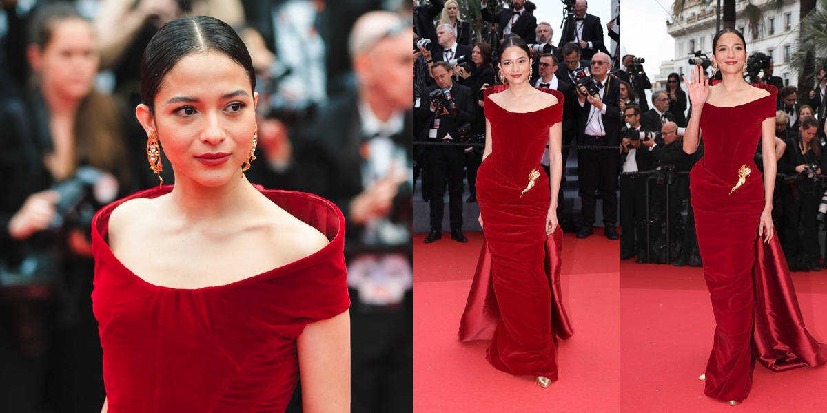 Portrait of Putri Marino on the Red Carpet at the Cannes Film Festival 2024, Stunning in a Red Dress