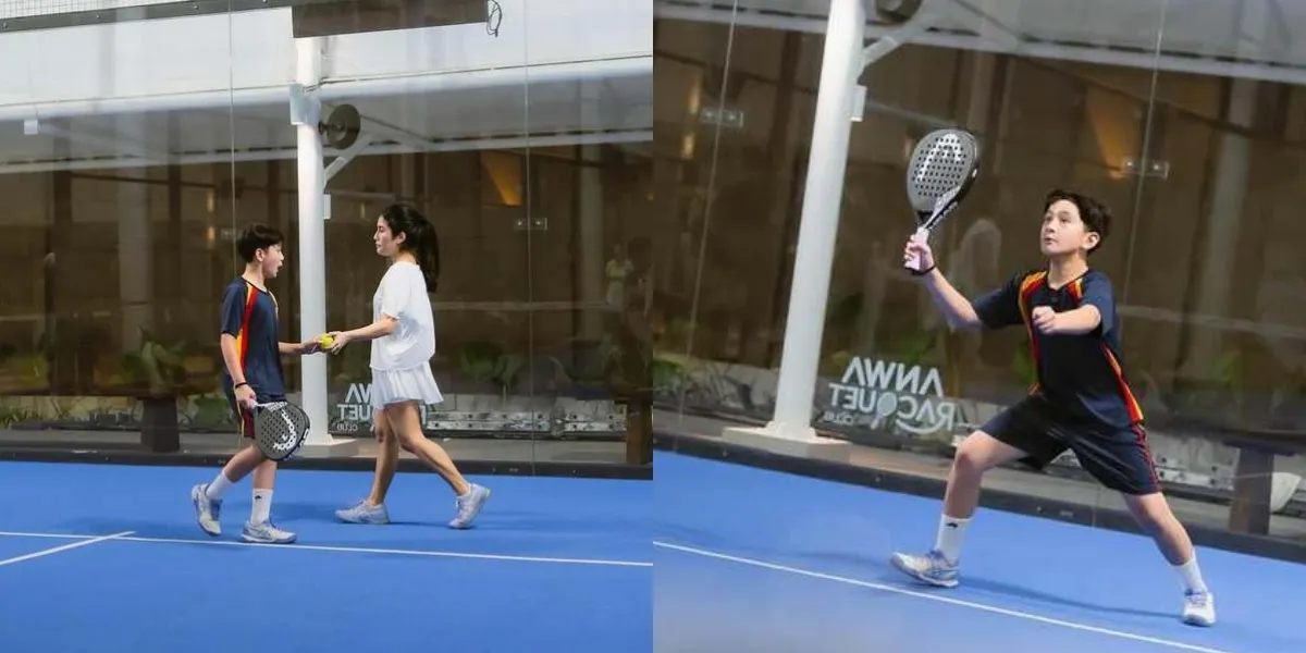 Portrait of Rafathar, the Firstborn Son of Raffi Ahmad, Showing Off His Padel Skills, Handsome from Every Angle!