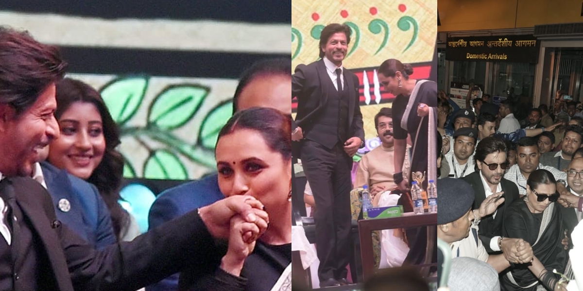 Portrait of Rani Mukherjee Kissing Shahrukh Khan's Hand in Kolkata, Called KUCH KUCH HOTA HAI Reunion