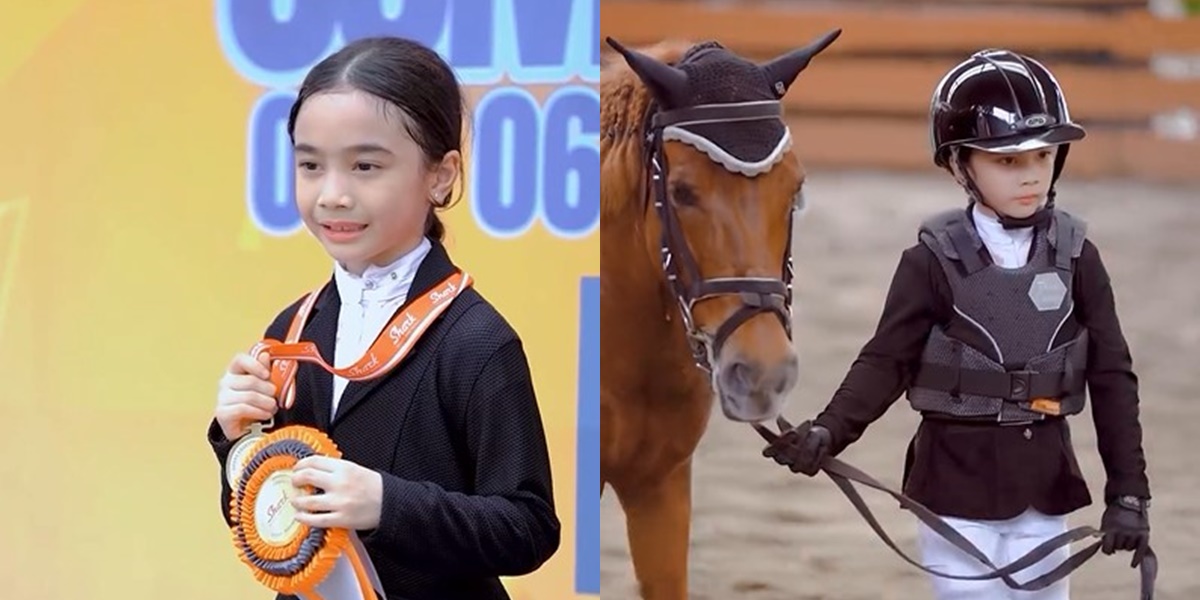 Portrait of Raqeema, Nabila Syakieb's Daughter, Participating in Her First Horse Riding Competition, Inheriting Her Mother's Beauty and Talent