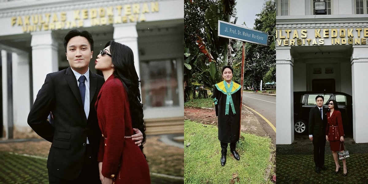 Portrait of Rayhan Maditra, Husband of Isyana Sarasvati, Officially Becomes a Specialist Doctor in Psychiatry, Graduated Accompanied by Family