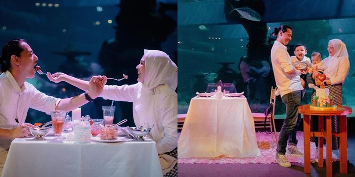 Portrait of Roger Danuarta and Cut Meyriska Celebrating Three Years of Marriage, Sweet Dinner at the Aquarium!