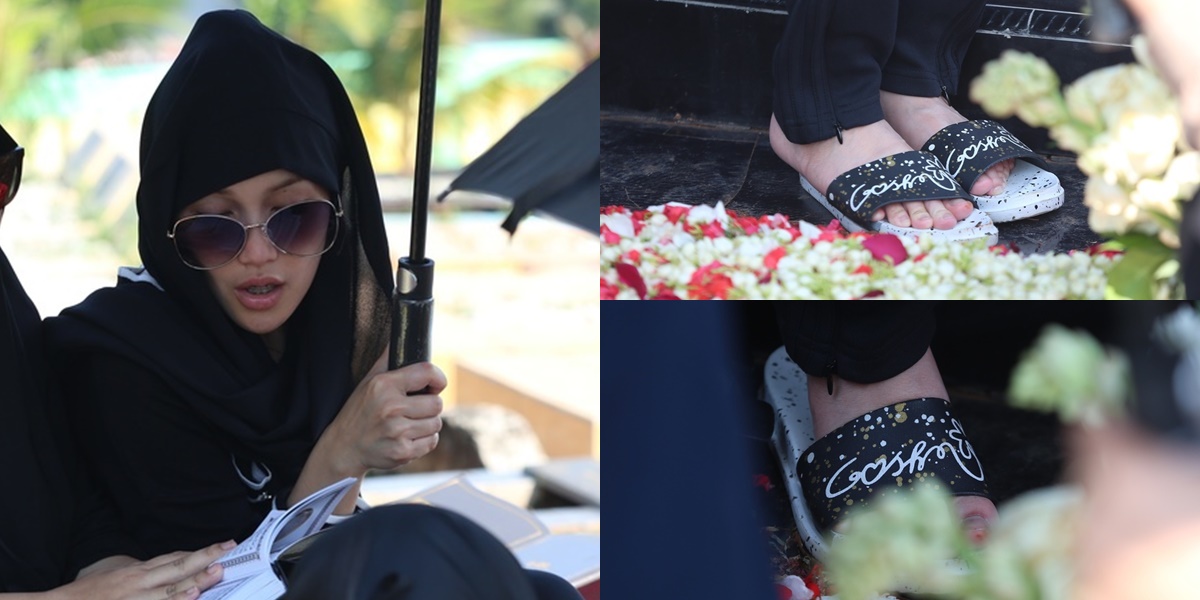 Ayu Ting Ting's Cute Sandals When Visiting Her Nephew's Grave, Priced at Only Hundreds of Thousands