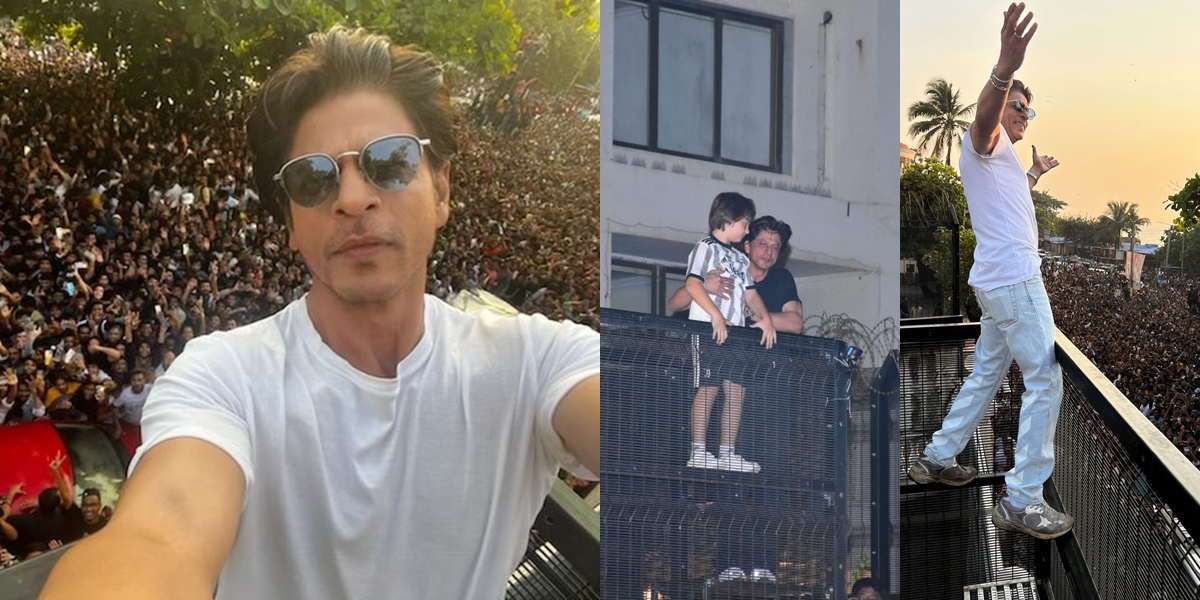 Portrait of Shahrukh Khan Celebrating 57th Birthday, Meeting Hundreds of Thousands of Fans in Front of His House