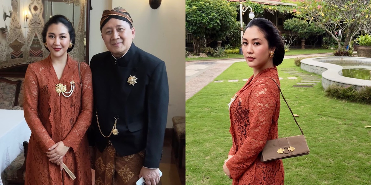 Portrait of Sherina Elegantly Wearing Kebaya at Pura Mangkunegaran Solo, Accompanied by Her Father