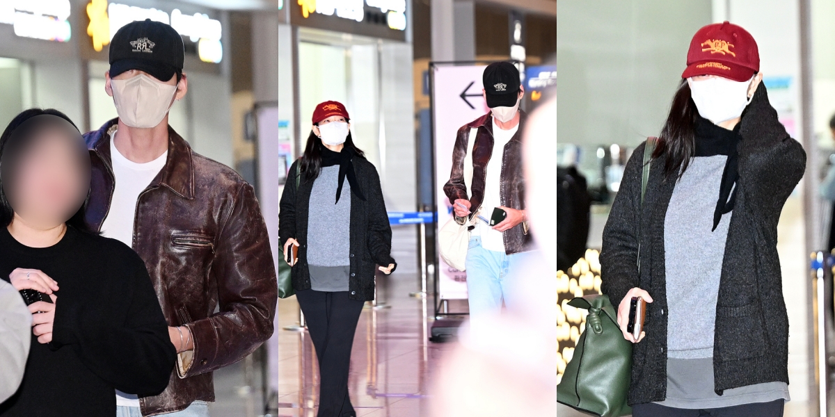 Portrait of Shin Min Ah and Kim Woo Bin Caught Together at Incheon Airport, Leaving for a Vacation Together