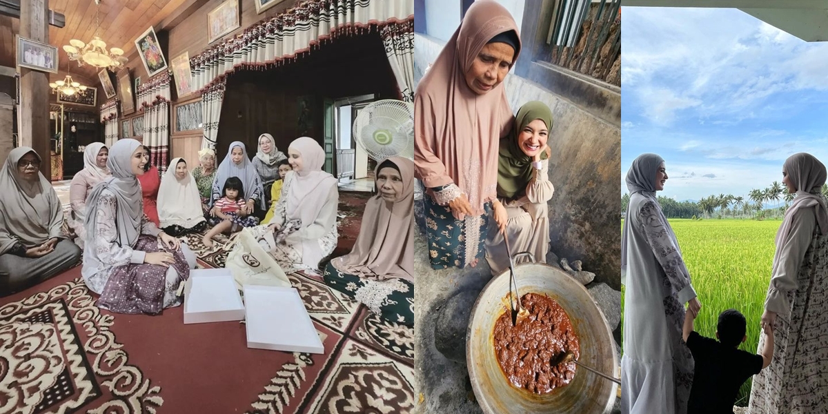 Portrait of Shireen Sungkar and Zaskia Sungkar Returning to Their Mother's Hometown, Happy in Solok