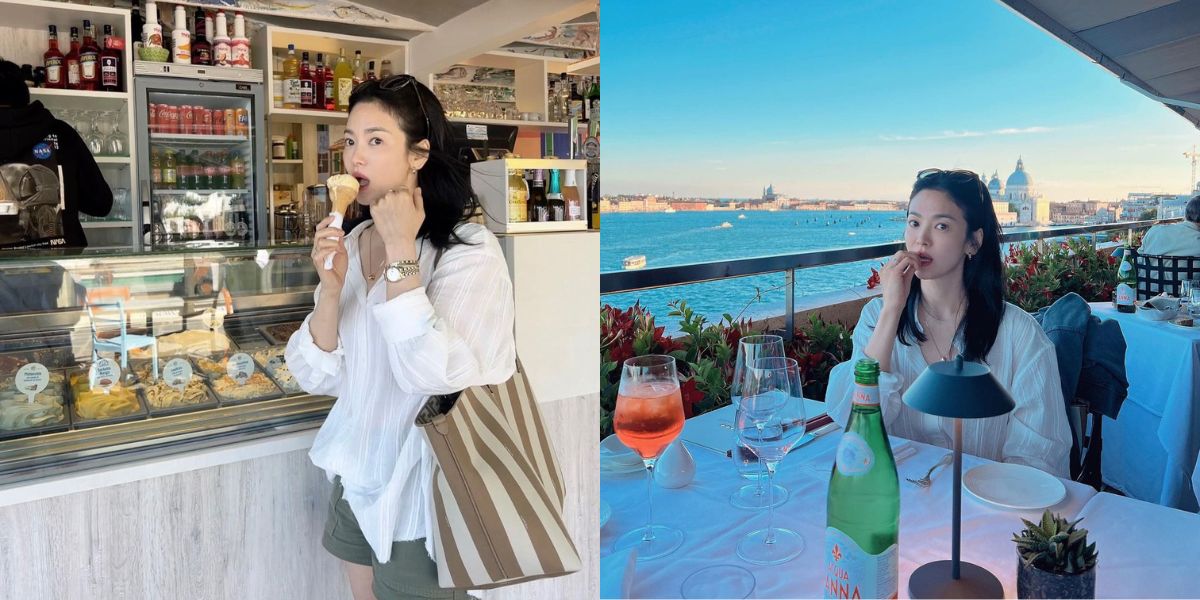 Snapshot of Song Hye Kyo's Casual Outfit Hangout After Attending Chaumet Event in Venice, Italy