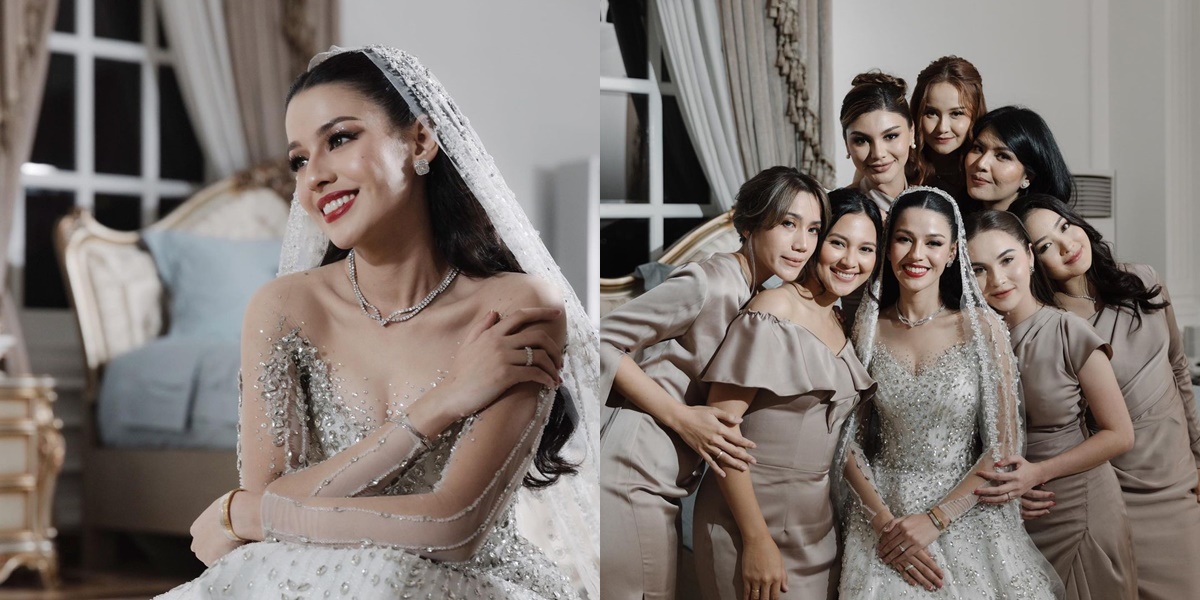 Portrait of Susan Sameh with Beautiful Classy Bridesmaids, Happy with Other Friends