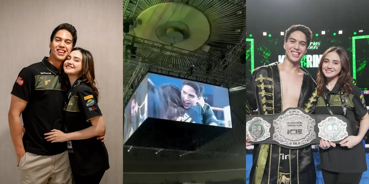 Portrait of Syifa Hadju Supporting El Rumi in Boxing Match, Sweet Moment in the Ring Becomes the Spotlight