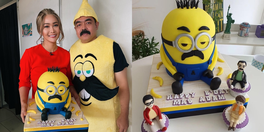 Portrait of Adam Susesno's Birthday, Inul Daratista's Husband, Cosplay as Minions - Adorable Birthday Cake