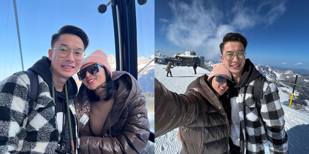 Portrait of Wika Salim's Memories of Vacationing in Switzerland with Her Fiancé, Enjoying the Cold and Cozy Hugs