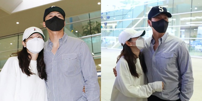 Returning from Honeymoon, Here's a Photo of Hyun Bin and Son Ye Jin Showing Affection in Front of Media at the Airport