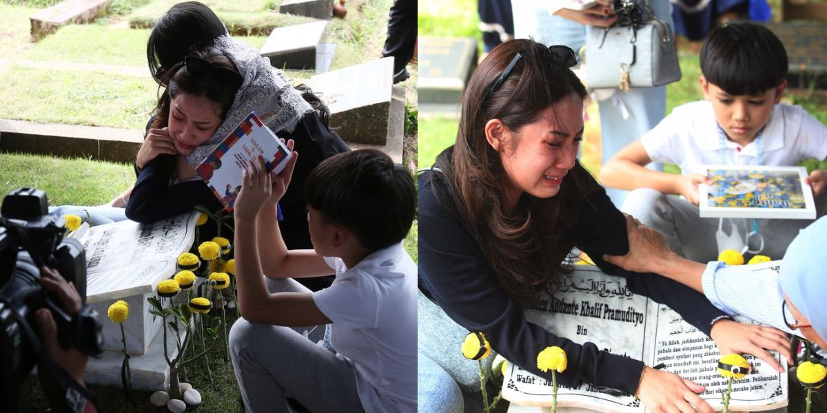 The Sense of Loss Still Lingers, 8 Portraits of Tamara Tyasmara Crying at Dante's Grave - Bringing Cake and Minion Flowers