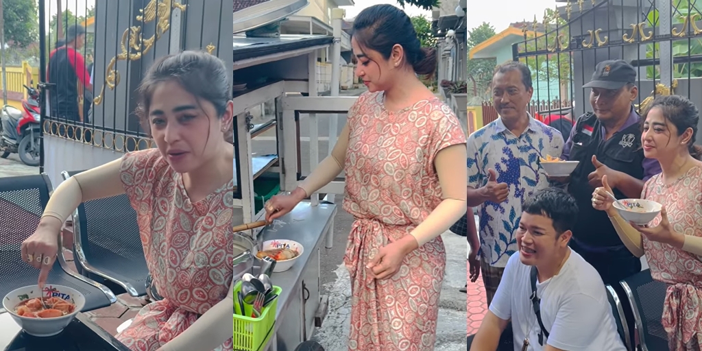 Relaxed in Facing Divorce with Angga Wijaya, 9 Pictures of Dewi Perssik Enjoying Bakso from a Street Vendor in Front of Her House Catch Attention