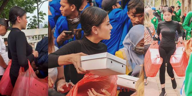 A Series of Actions by Awkarin Distributing 3000 Free Boxed Rice for Demonstrators, Willing to Crowd