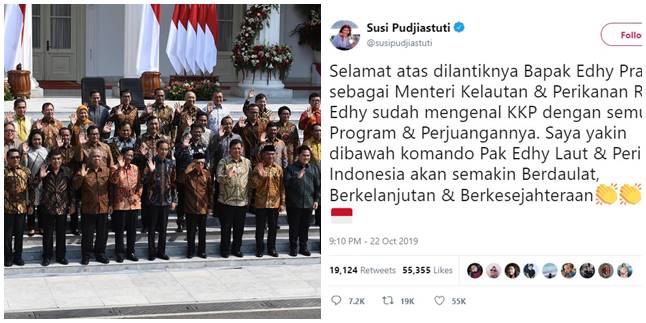 Several Ministers Bid Farewell to Their Positions Through Social Media, Including Susi Pudjiastuti!