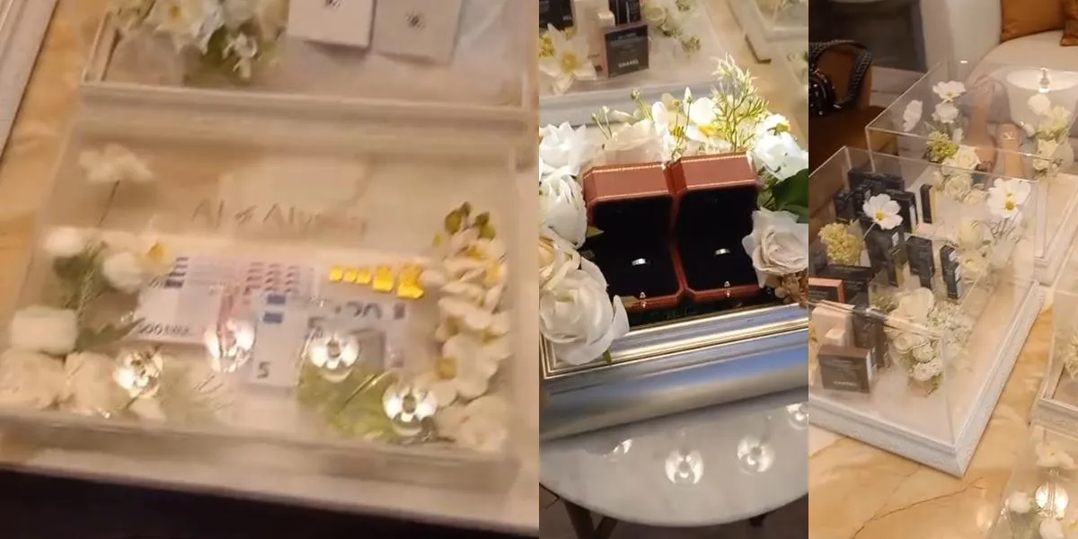 A Row of Gifts from Al Ghazali for Alyssa Daguise, Containing Precious Metals to Makeup and Branded Bags